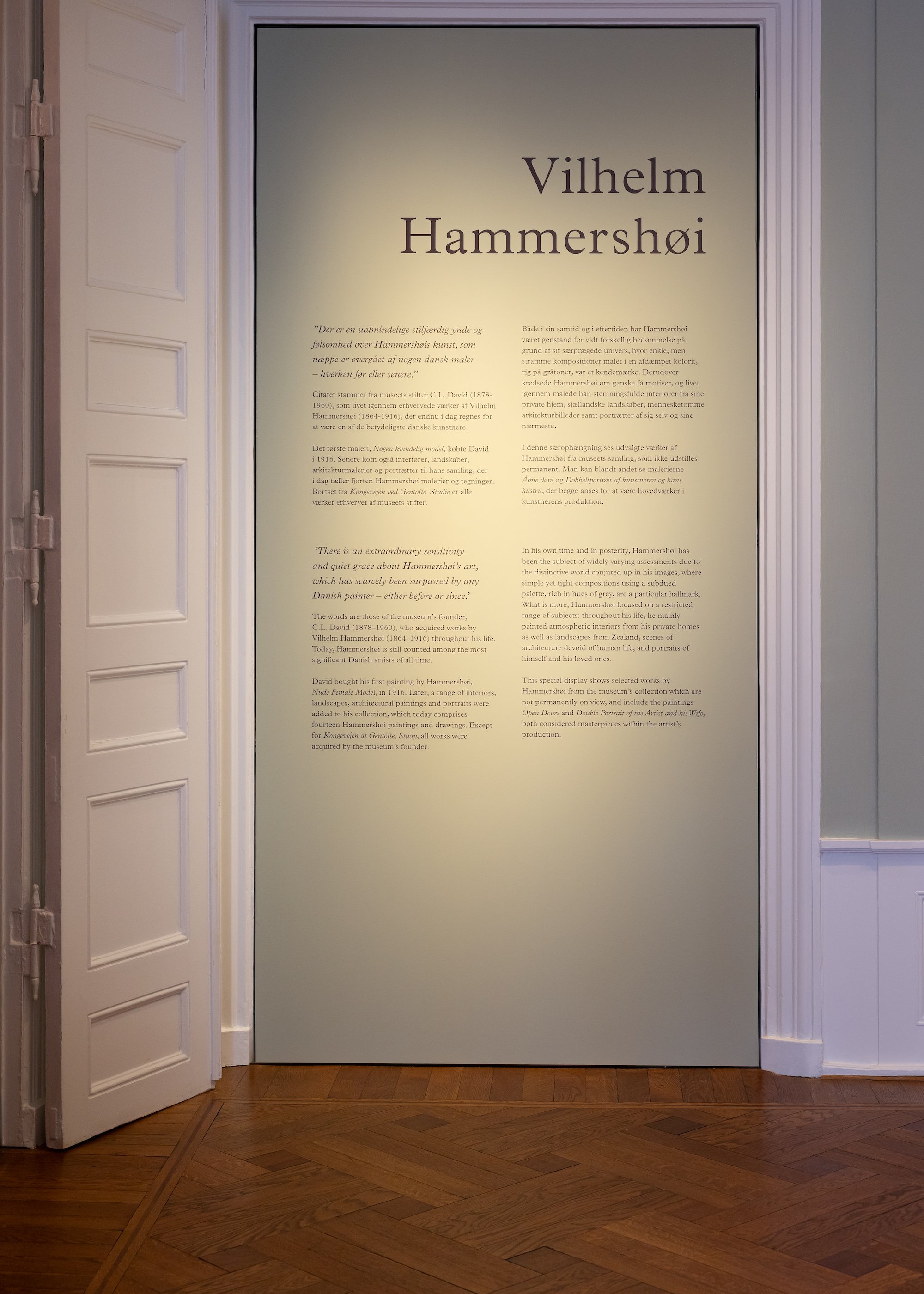 Vilhelm Hammershøi, Særophængning, udstillingsfoto, 2025. Foto: Davids Samling.