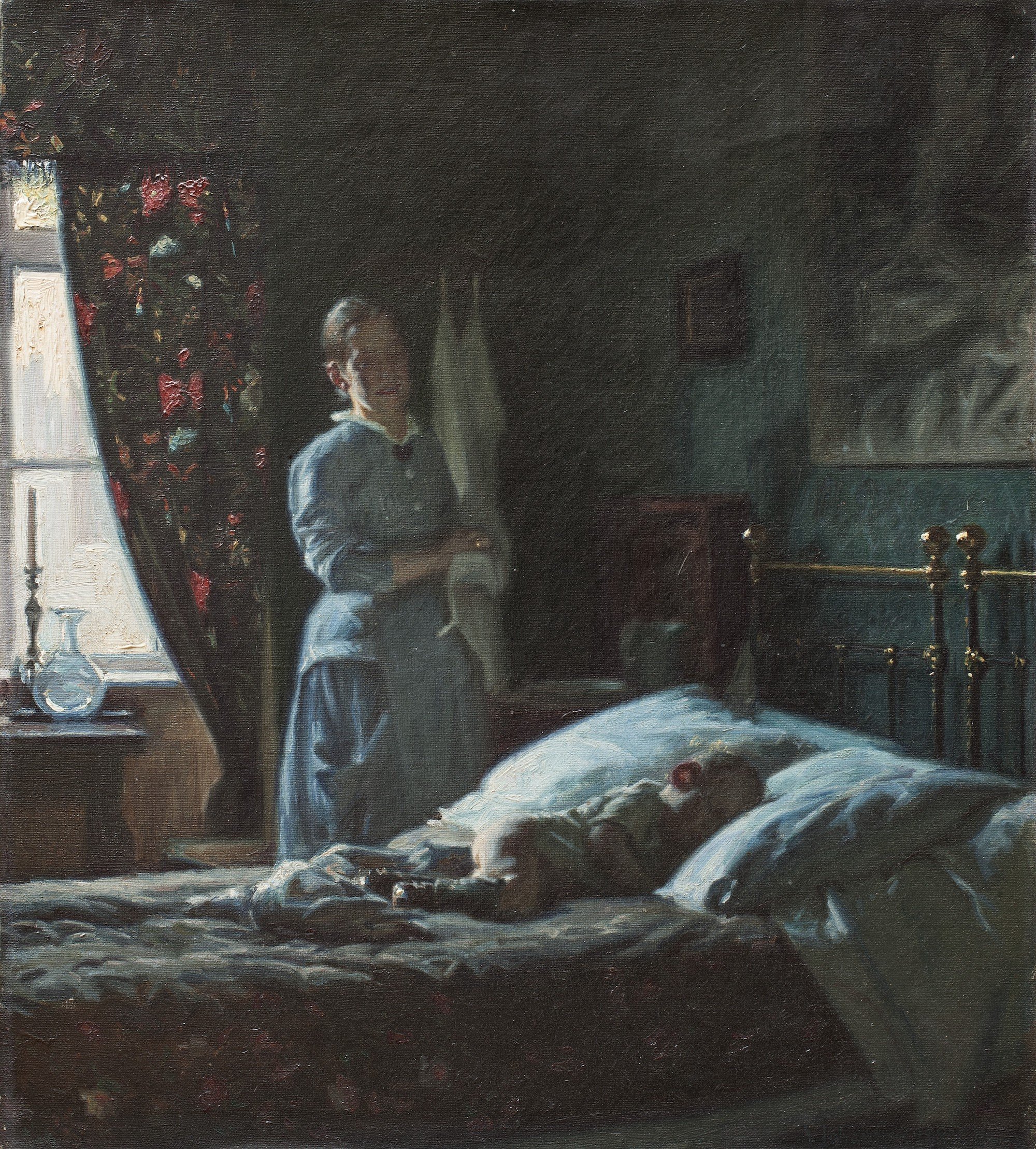 Viggo Johansen, Sovekammerscene, 1885. Den Hirschsprungske Samling