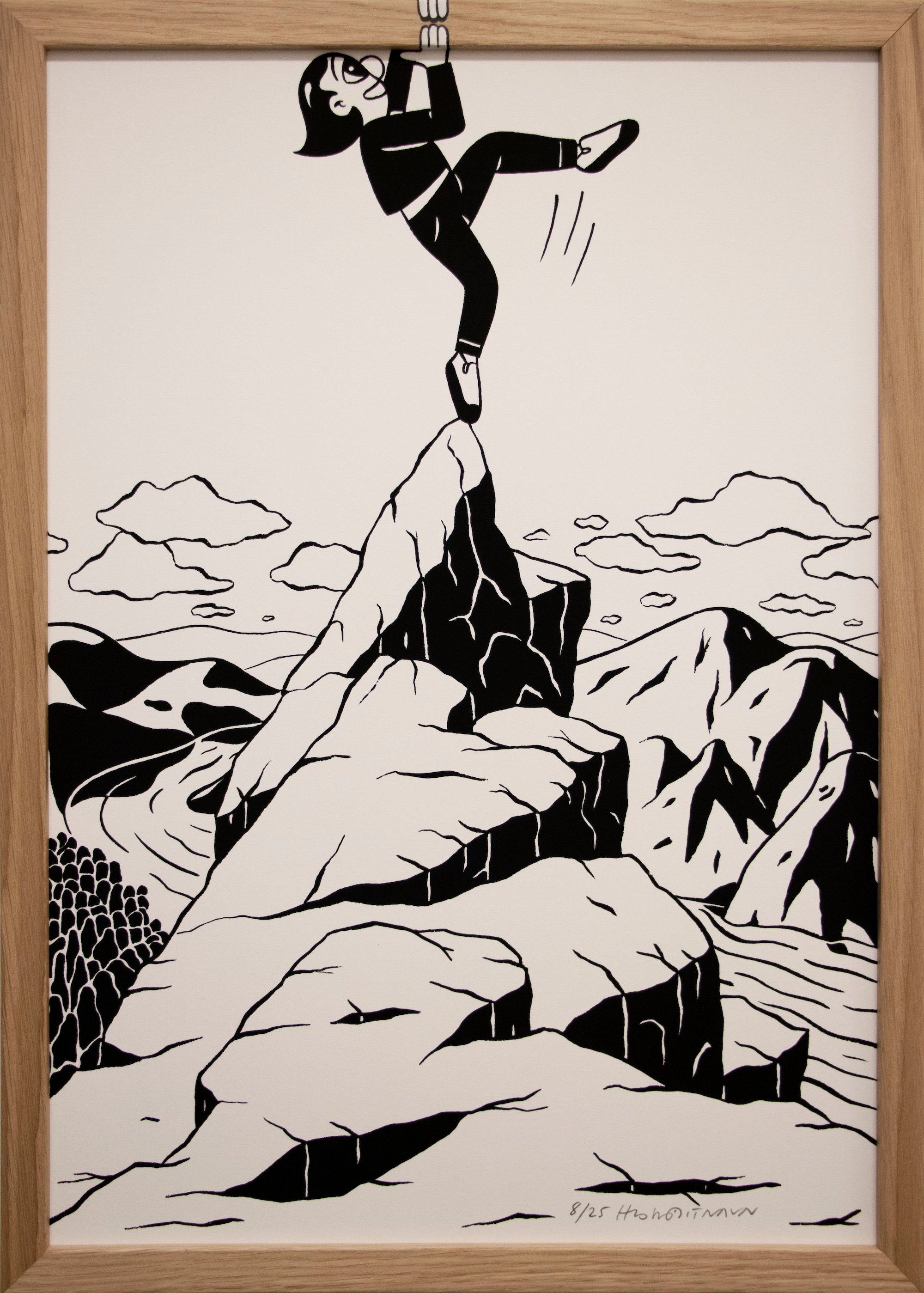 HuskMitNavn, <i>Ain’t No Mountain High Enough</i>, indrammet silketryk med håndmalet detalje på rammen, 32 x 44 cm, 2022. Foto: Kastrupgårdsamlingen.