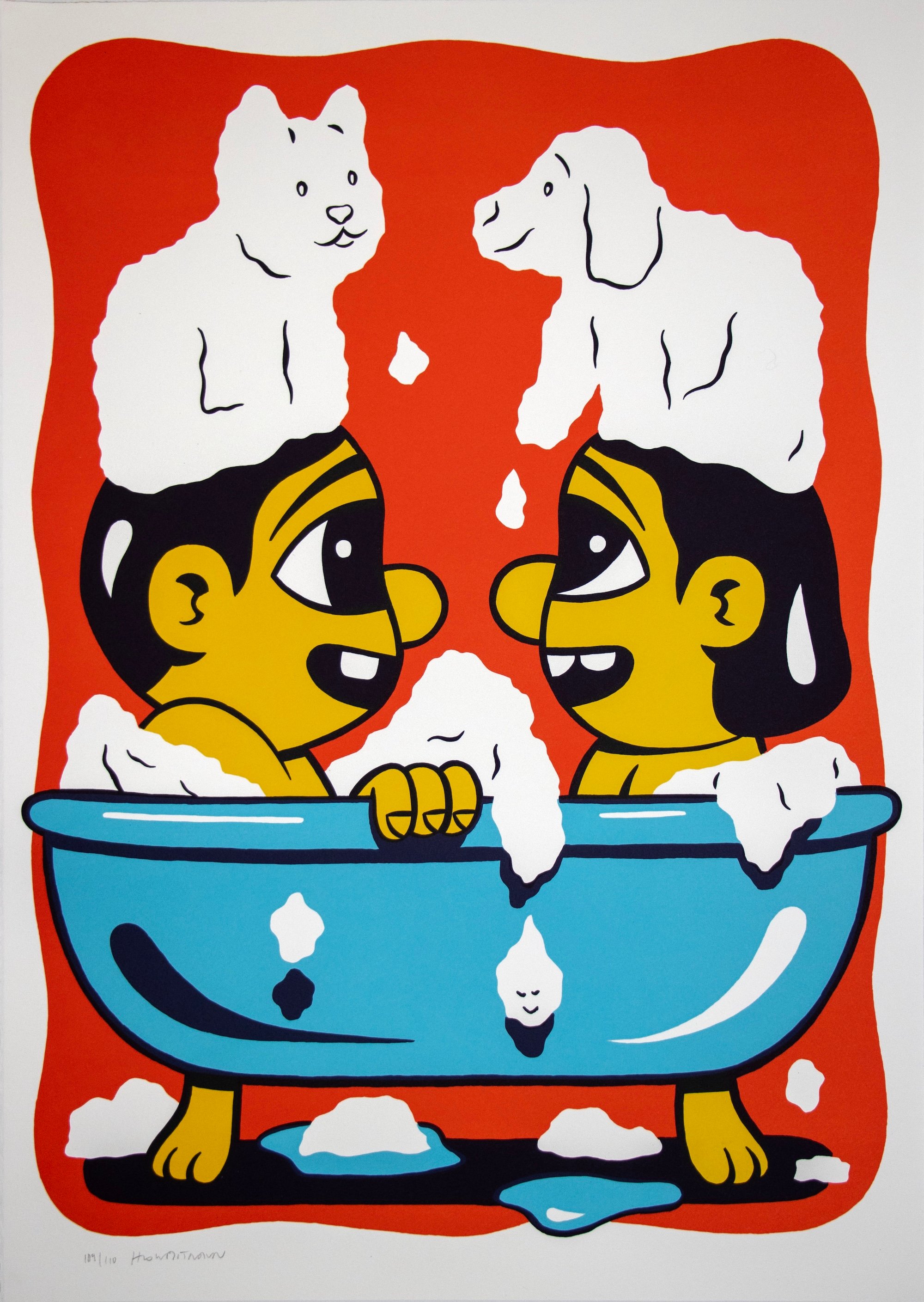 HuskMitNavn, Bubble Bath, litografi, 49,5 x 69 cm, 2024. Foto: Kastrupgårdsamlingen.