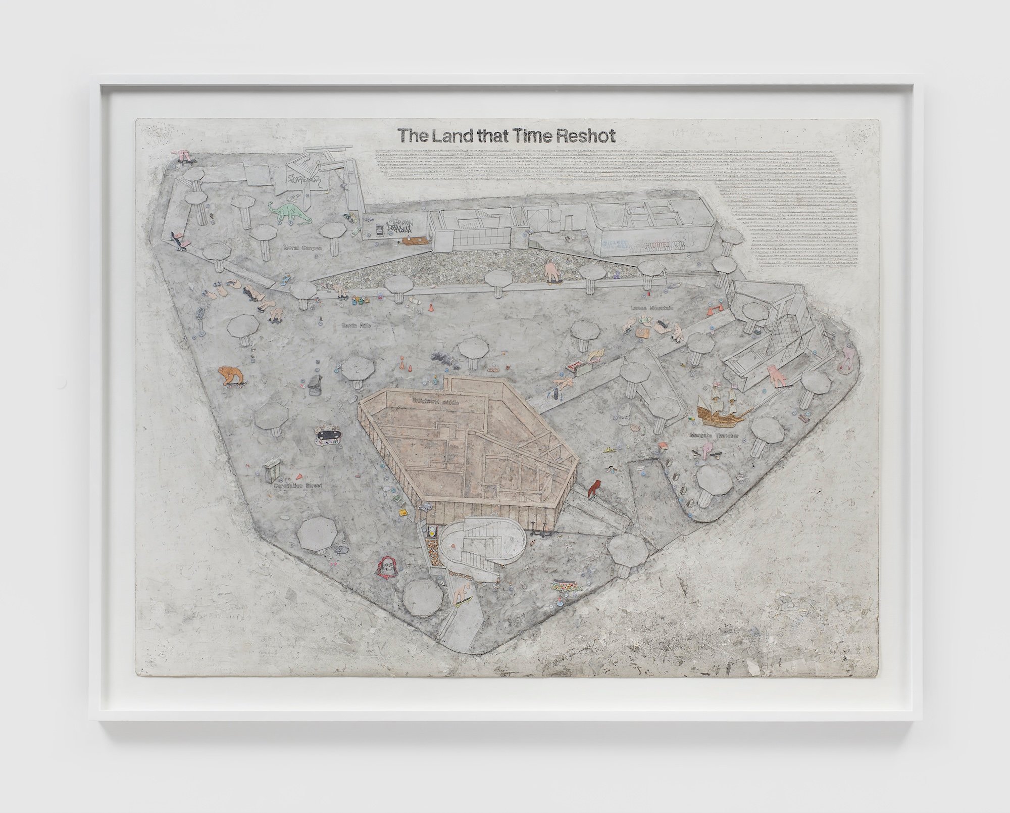 Simon Evans &amp; Sarah Lannan, The Land that Time Reshot, 2021, Mixed media, 88,0 cm x 113,5 cm x 4,0 cm. Foto: Galleri Bo Bjerggaard.