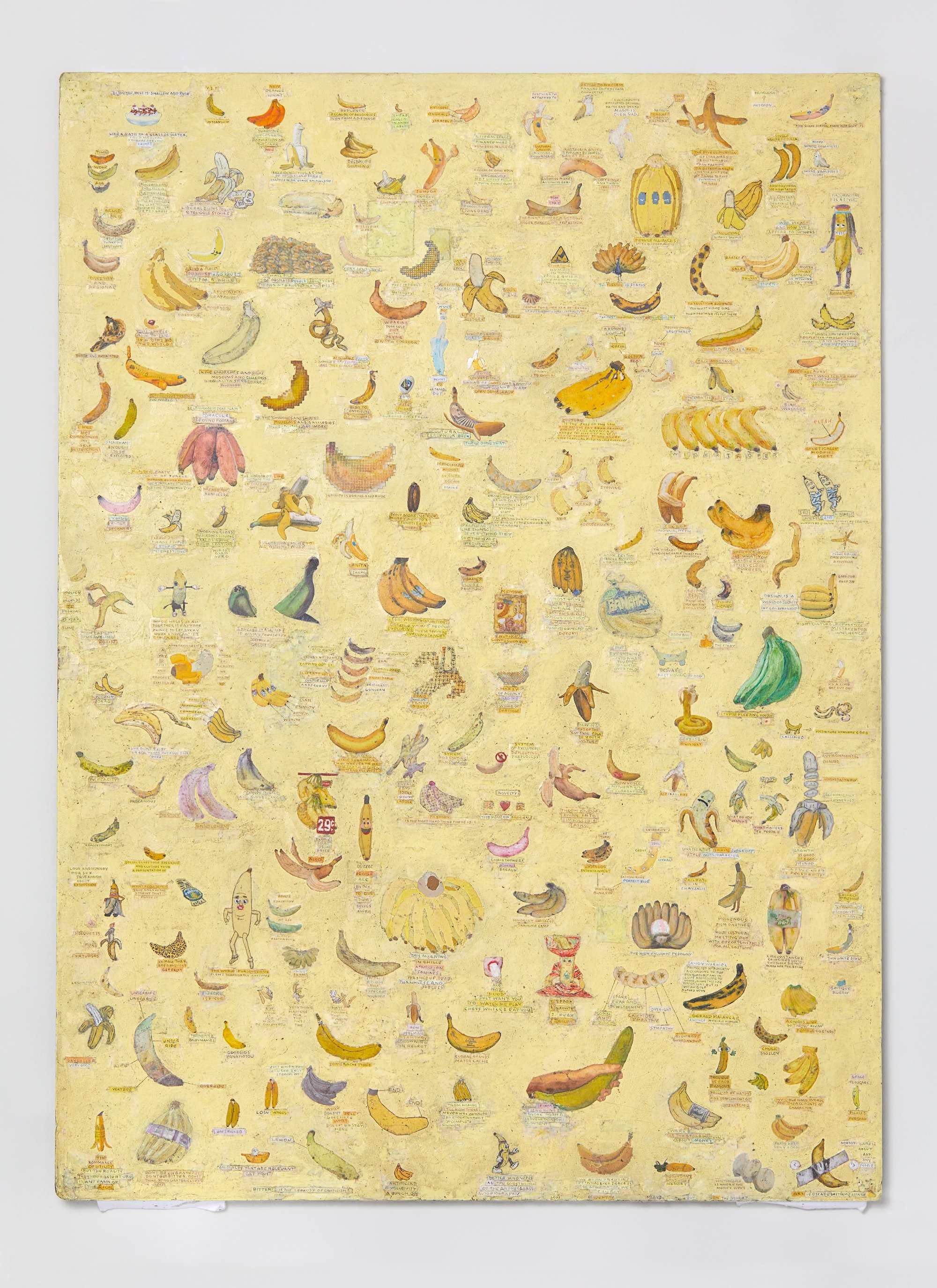 Simon Evans &amp; Sarah Lannan, Bananas, 2024, Mixed media, 88,3 cm x 67,5 cm x 4,0 cm. Foto: Galleri Bo Bjerggaard.