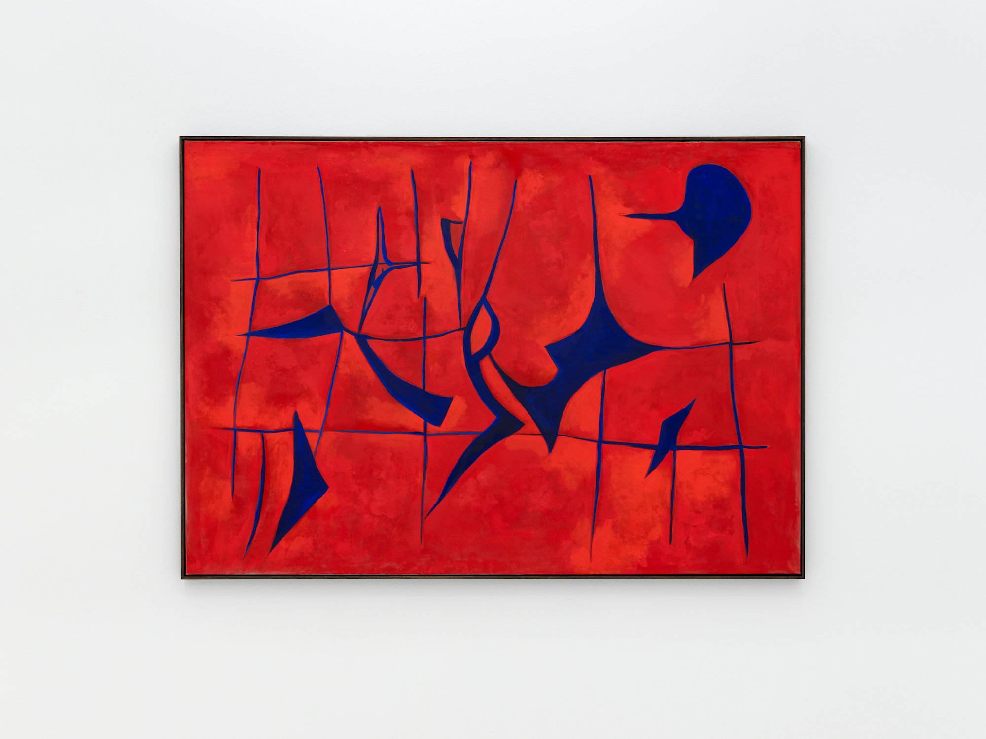 Mathias Malling Mortensen, Untitled, 2025, pigments and glue binder on canvas, painted walnut frame. Foto: Malle Madsen