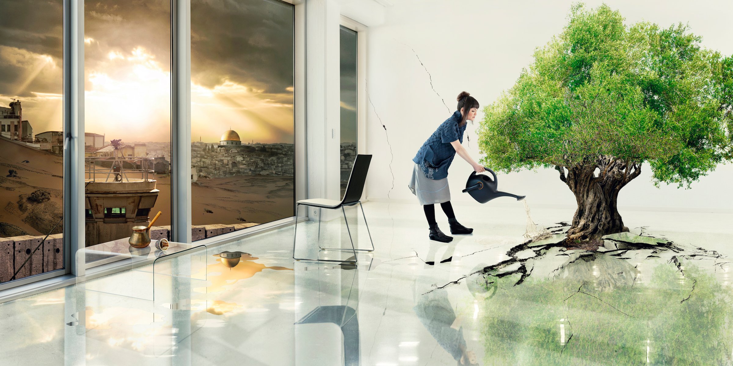 Foto: Larissa Sansour & Søren Lind, Nation Estate, 2012. Still from film, 1-channel, 9 min. Courtesy of the artists.