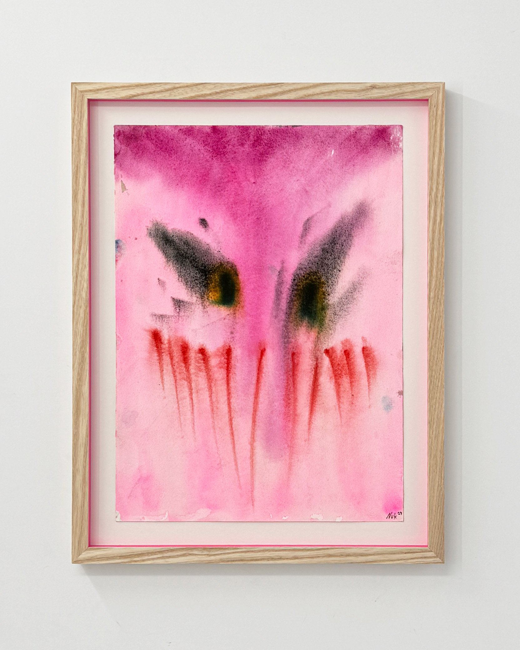 Noah Umur Kanber, Uden titel (Ansigt), 2024. Vandfarve på papir, 35,6 x 26 cm.