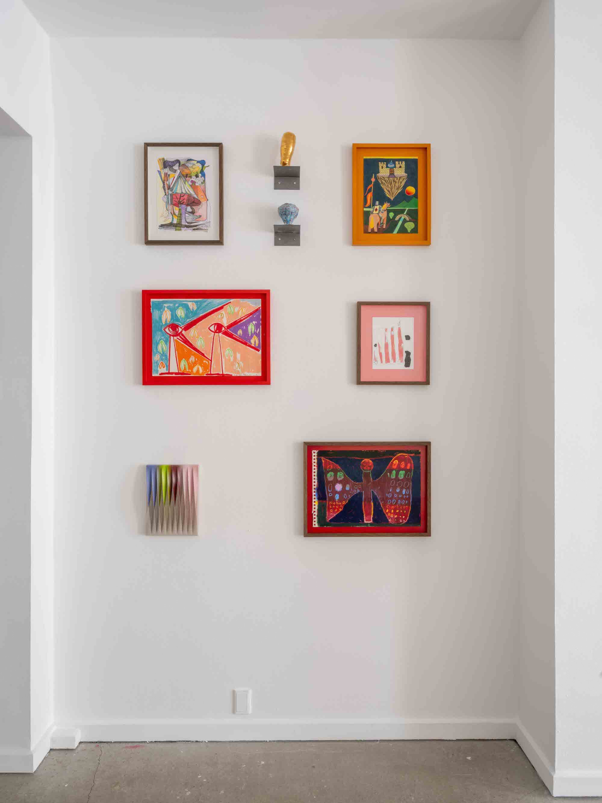 På papir udstillingsfoto. Lars Nørgård, Morten Løbner, Peter Larsen, Farshad Farkanzia, Signe Parkins, Line Busch, Sune Christiansen. Foto: Andreas Bastiansen.