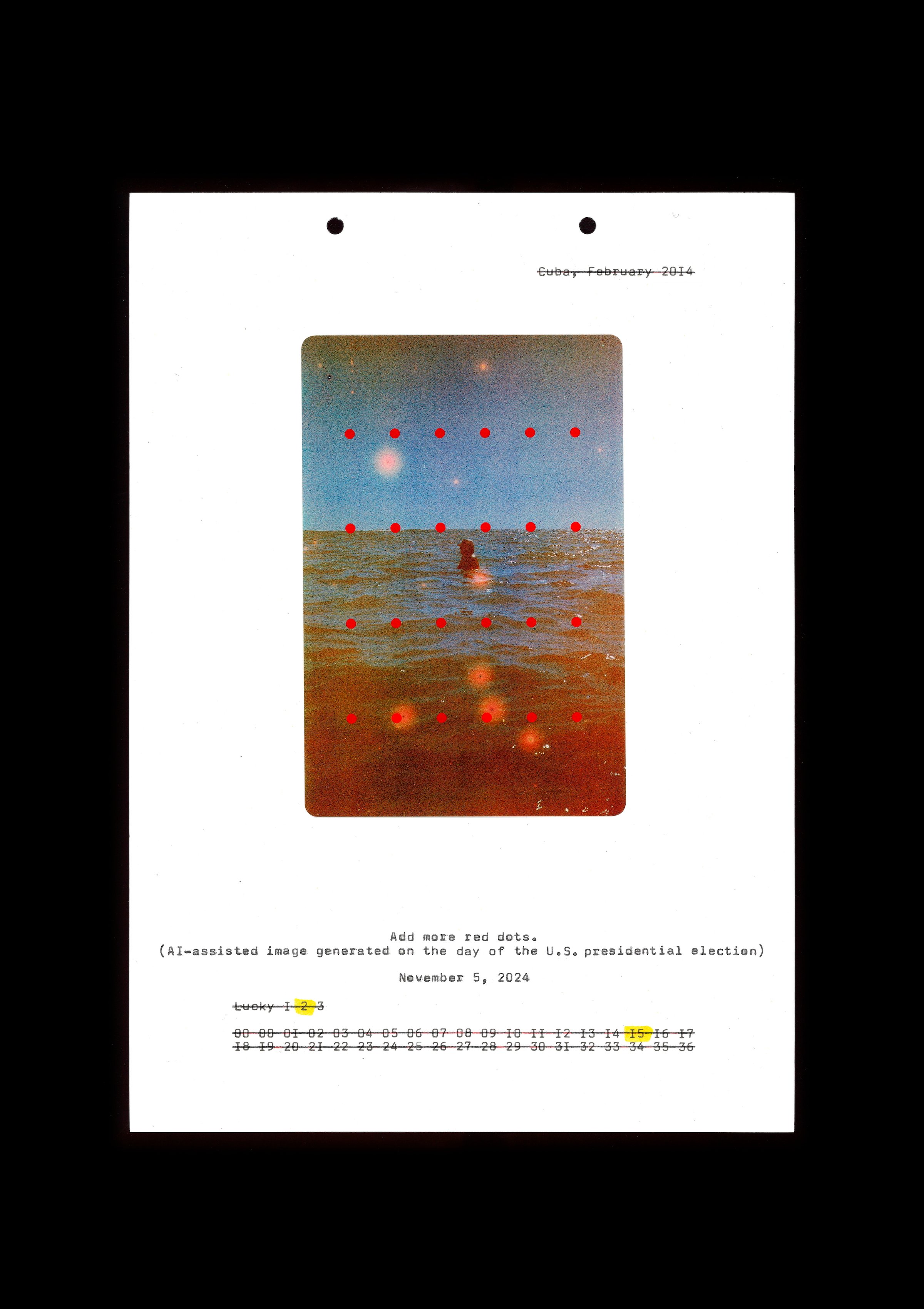 Klara Källström &amp; Thobias Fäldt, The Last of the Lucky - You Can’t Always Get What You Want, 2024. A4-sized paper sheets with C-prints