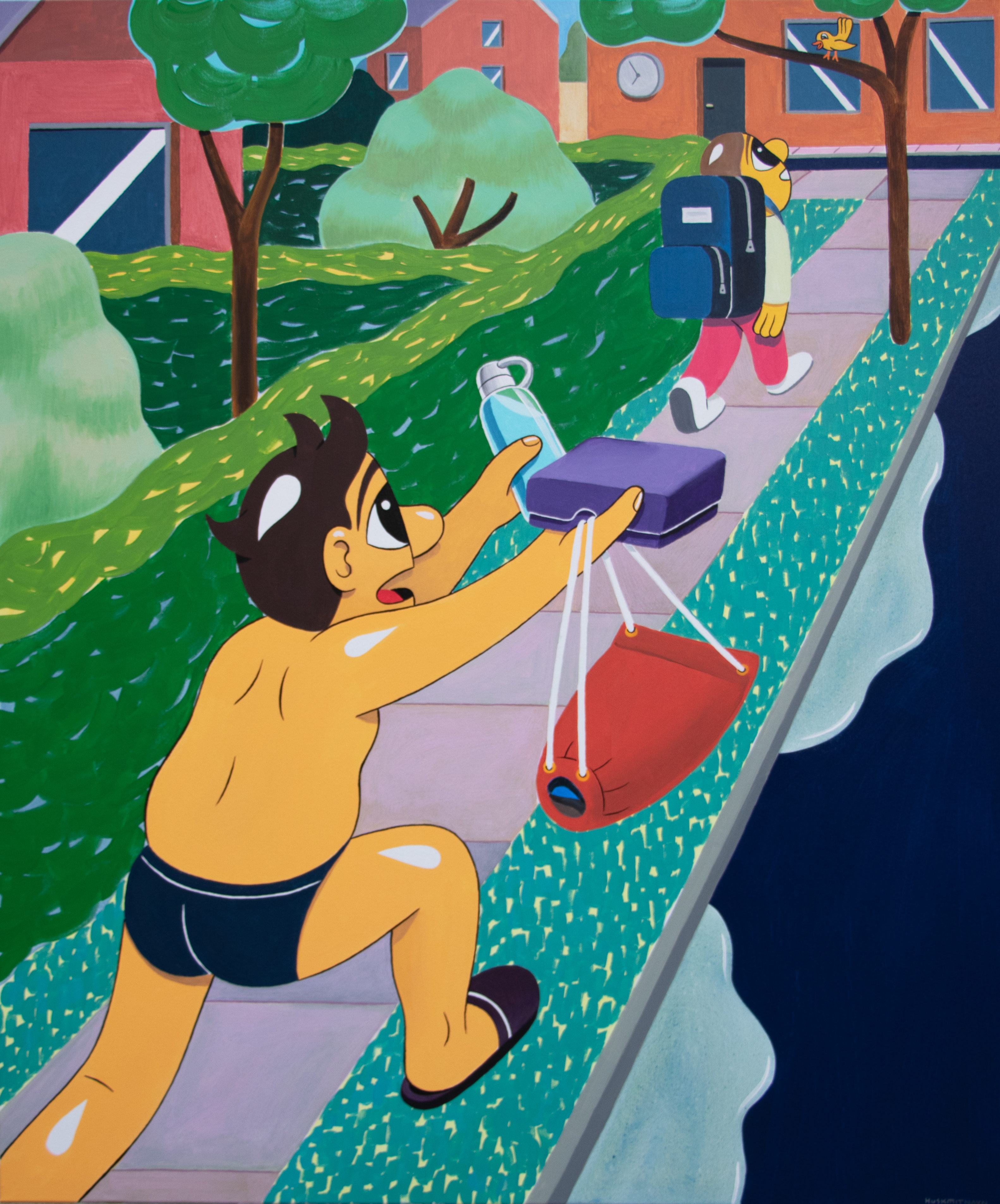 HuskMitNavn, <i>Wait!!</i>, Acryl,, 120 x 110 cm, 2025. Foto: Charlotte Fogh Gallery.