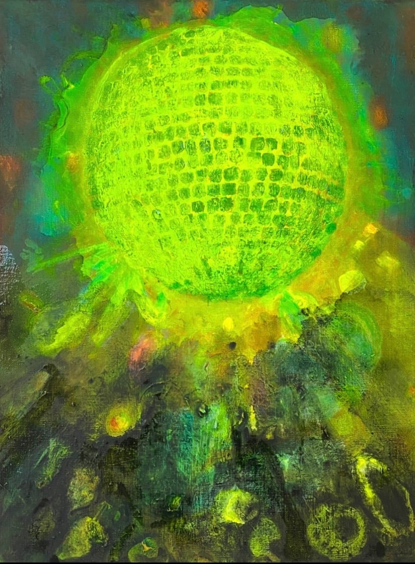 Trine Boesen: <i>Supernova</i>, 2025. mixed media på lærred. Foto: Galerie MøllerWitt