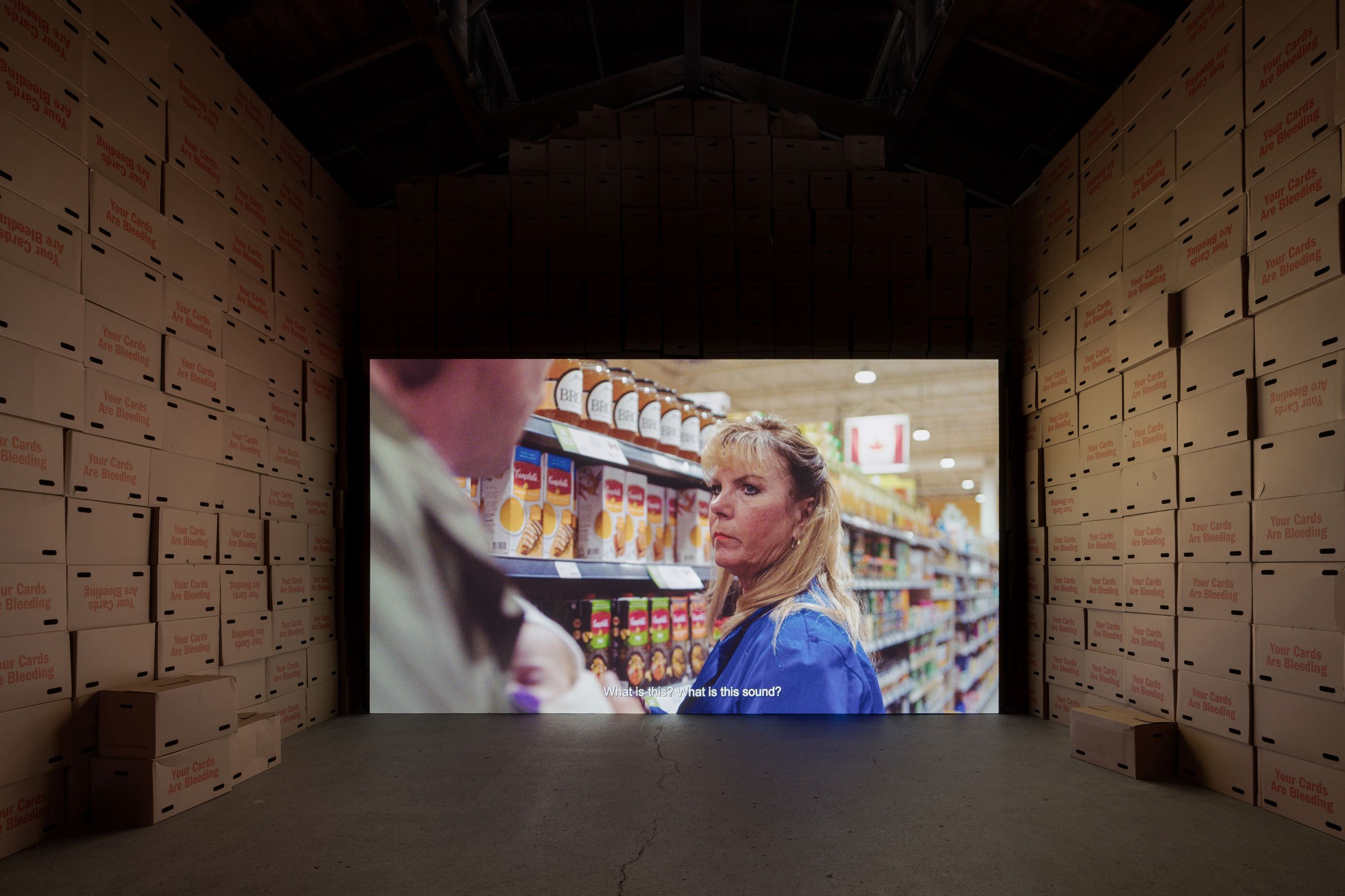 Installationen af videoværket <i>Your Cards Are Bleeding</i>. Foto: David Stjernholm