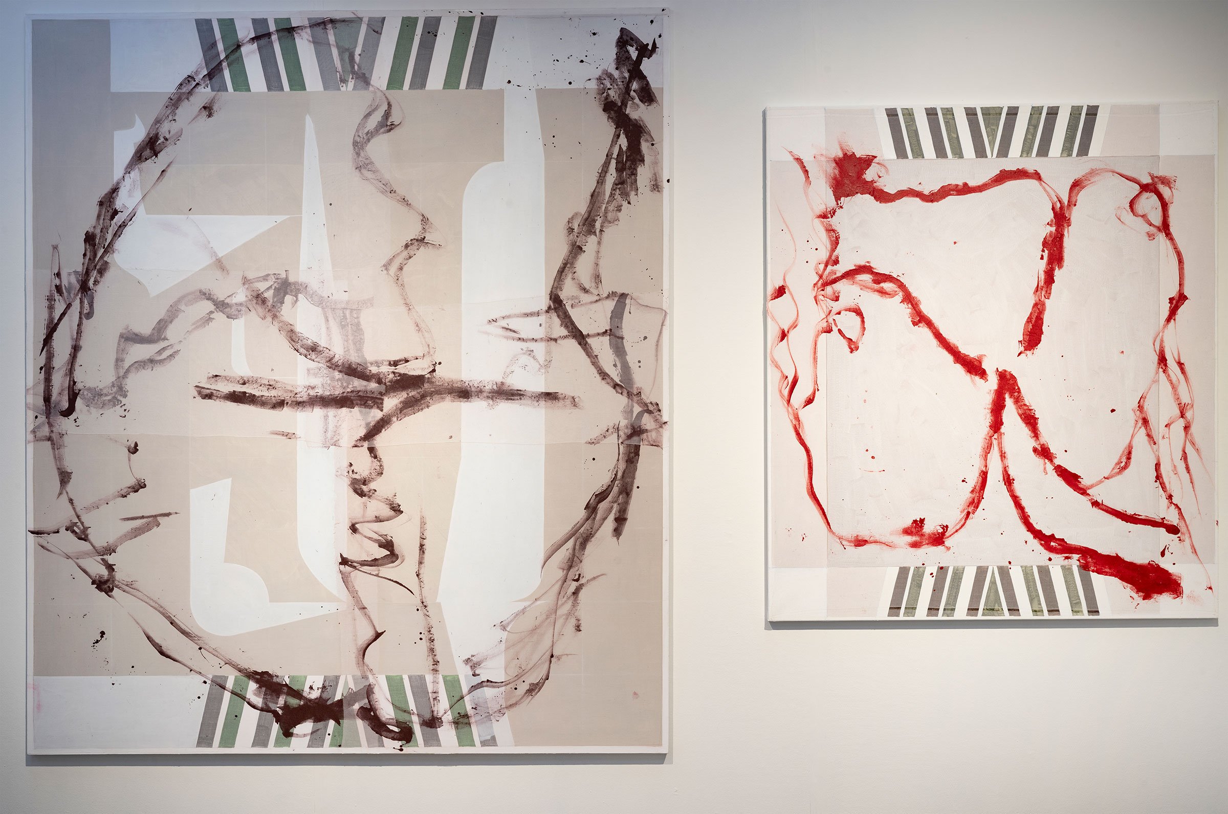 Malene Landgreen: <i>Den døde due</i> og <i>Lethe Floden</i>. Foto: Torben E. Meyer.