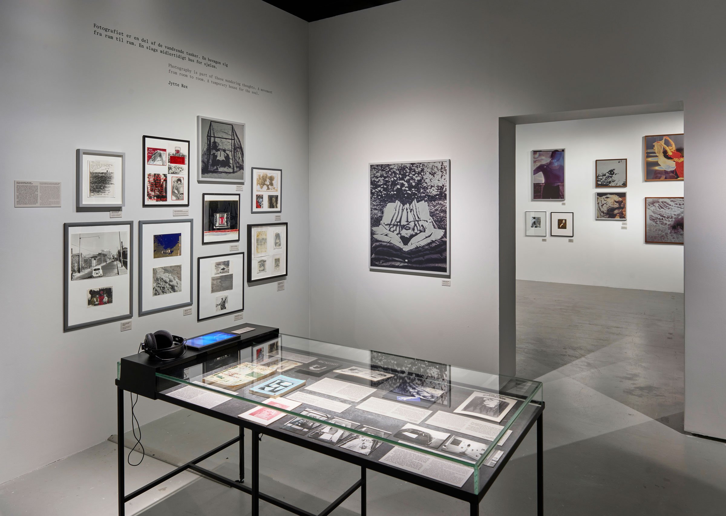 Installationsfoto fra udstillingen <i>Jytte Rex – Drømmen og den rasende latter</i> i Den Sorte Diamant – Det Kgl. Bibliotek. Foto: Anders Sune Berg.