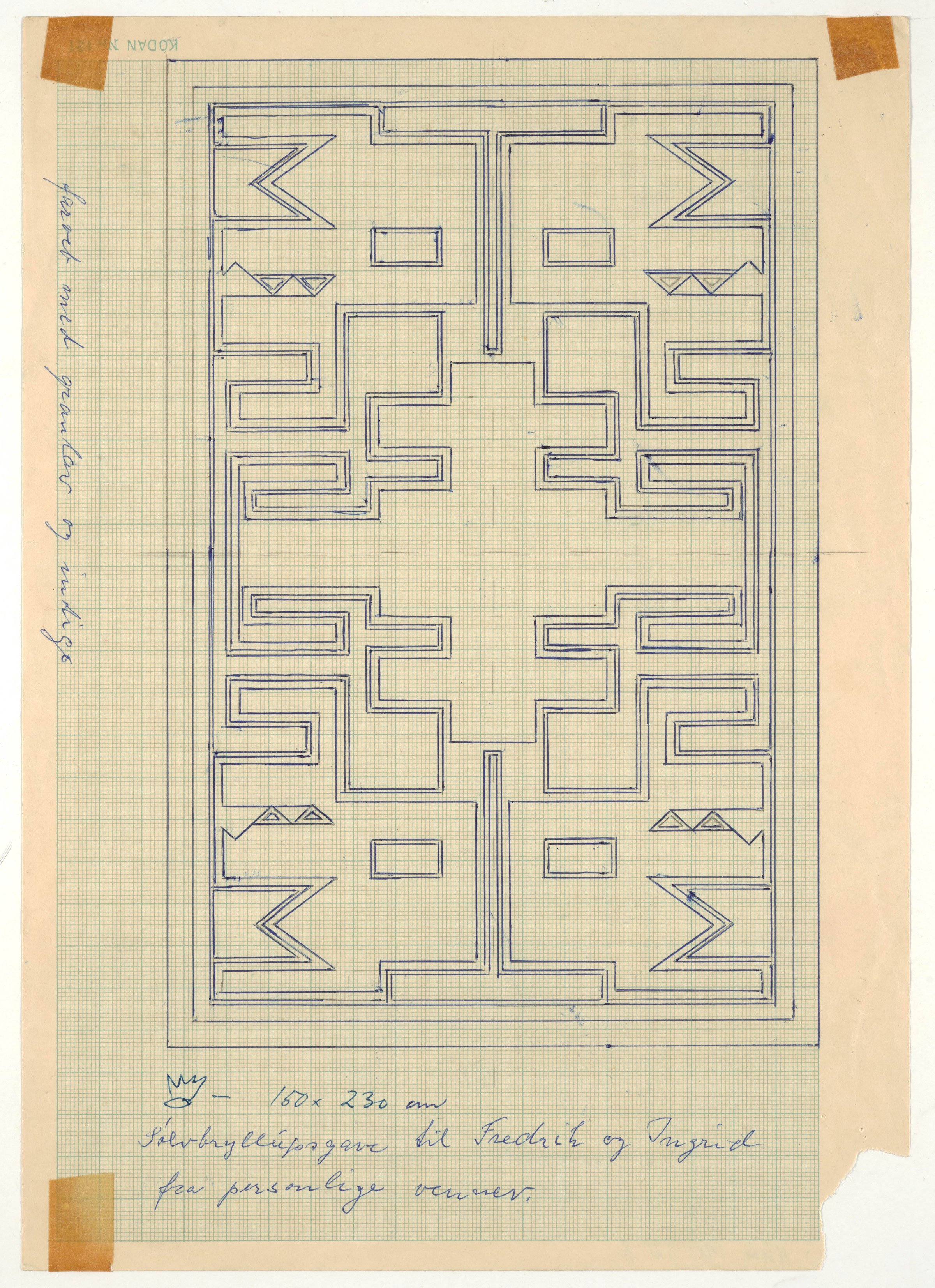 Anna Thommesen: Forarbejder til <i>Blåt</i>, sølvbryllupsgave til kong Frederik og dronning Ingrid fra private venner, 1960. Foto: Holstebro Kunstmuseum.