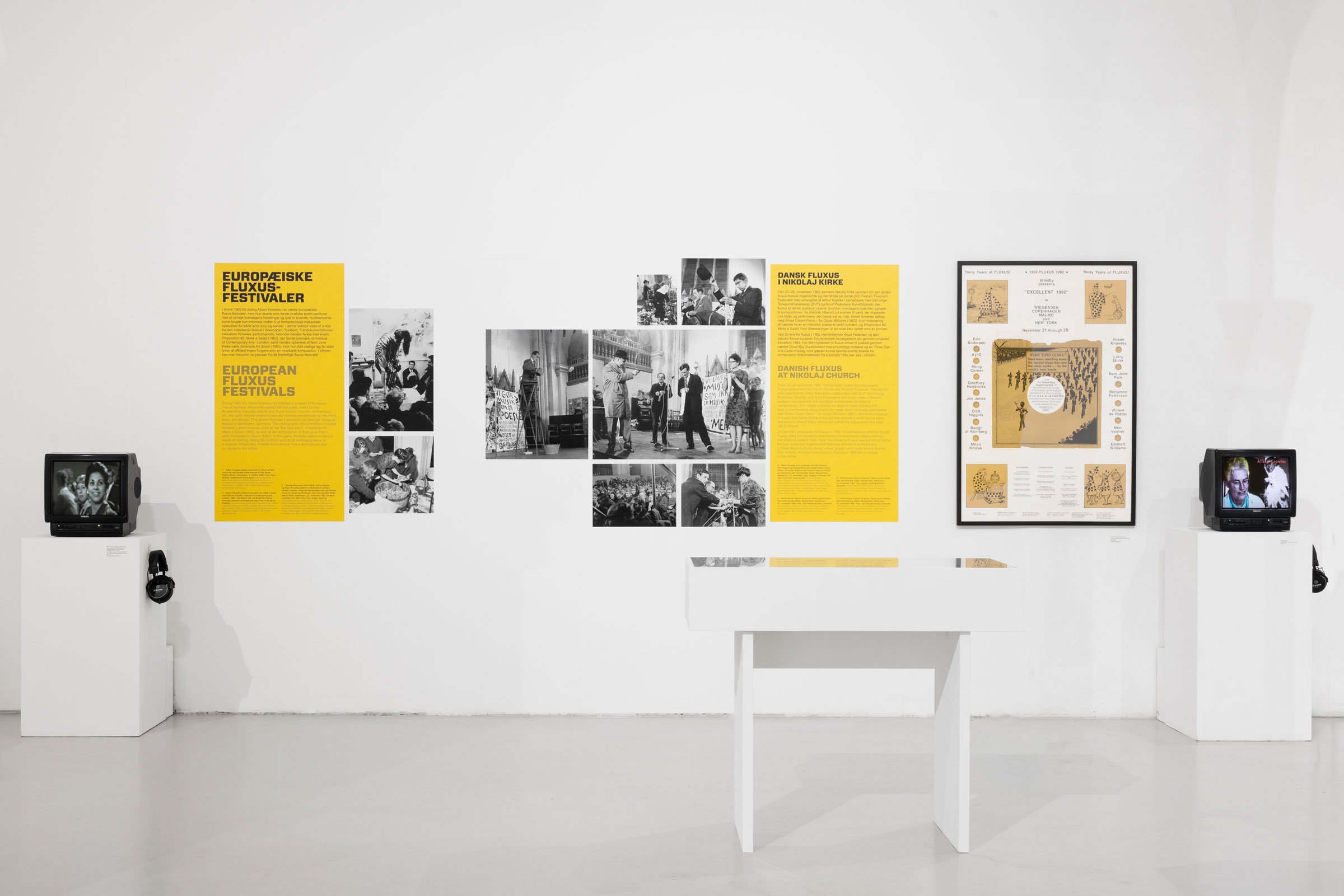 View fra udstillingen <i>Alison Knowles: Retrospektiv 1960-2022</i>. Foto: Mads Holm.