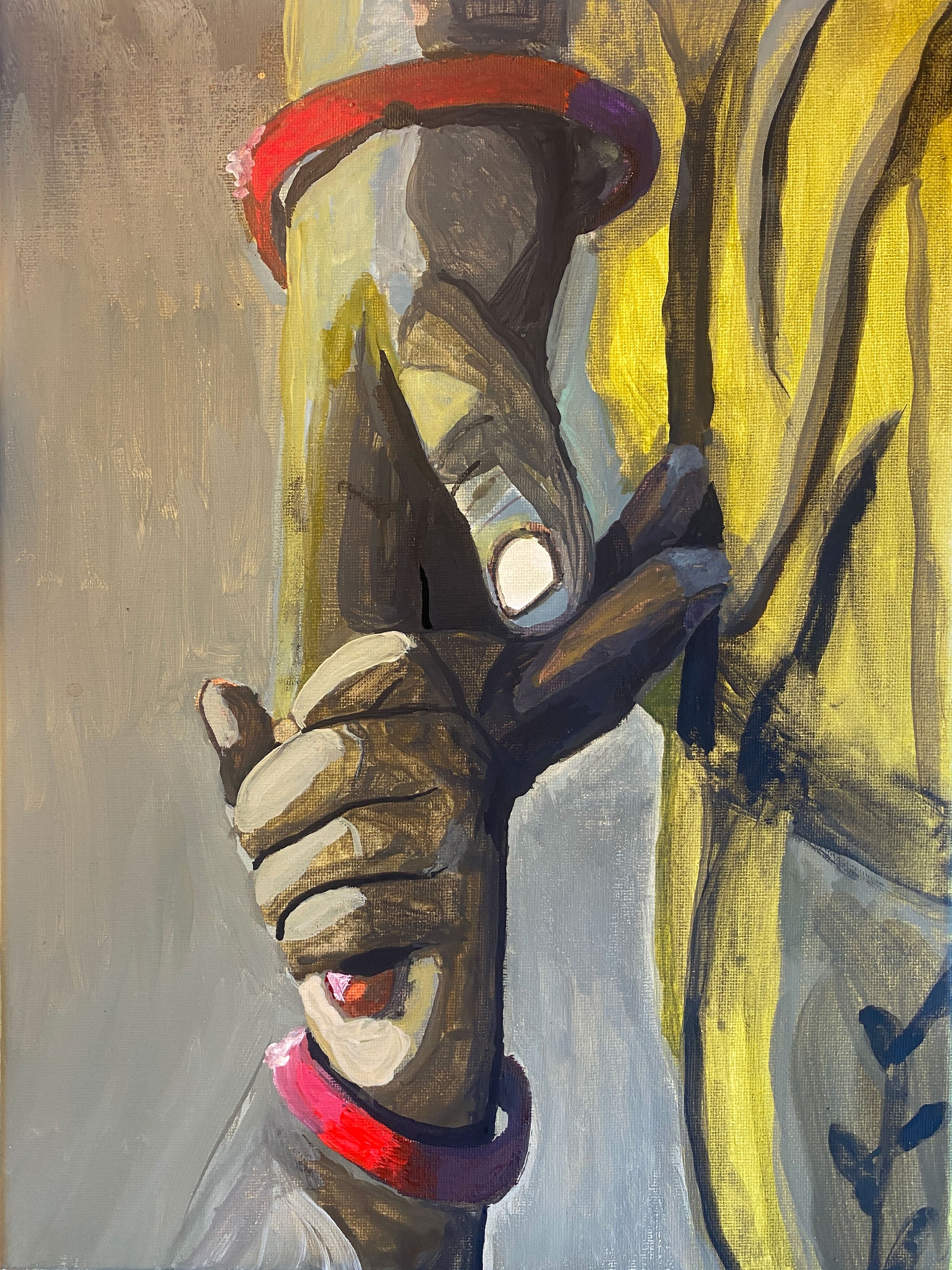 Elton Theander, <i>Take my adult hand</i>, 2026. 30 x 40 cm. Akvarel på lærred. Foto: Elton Theander. 