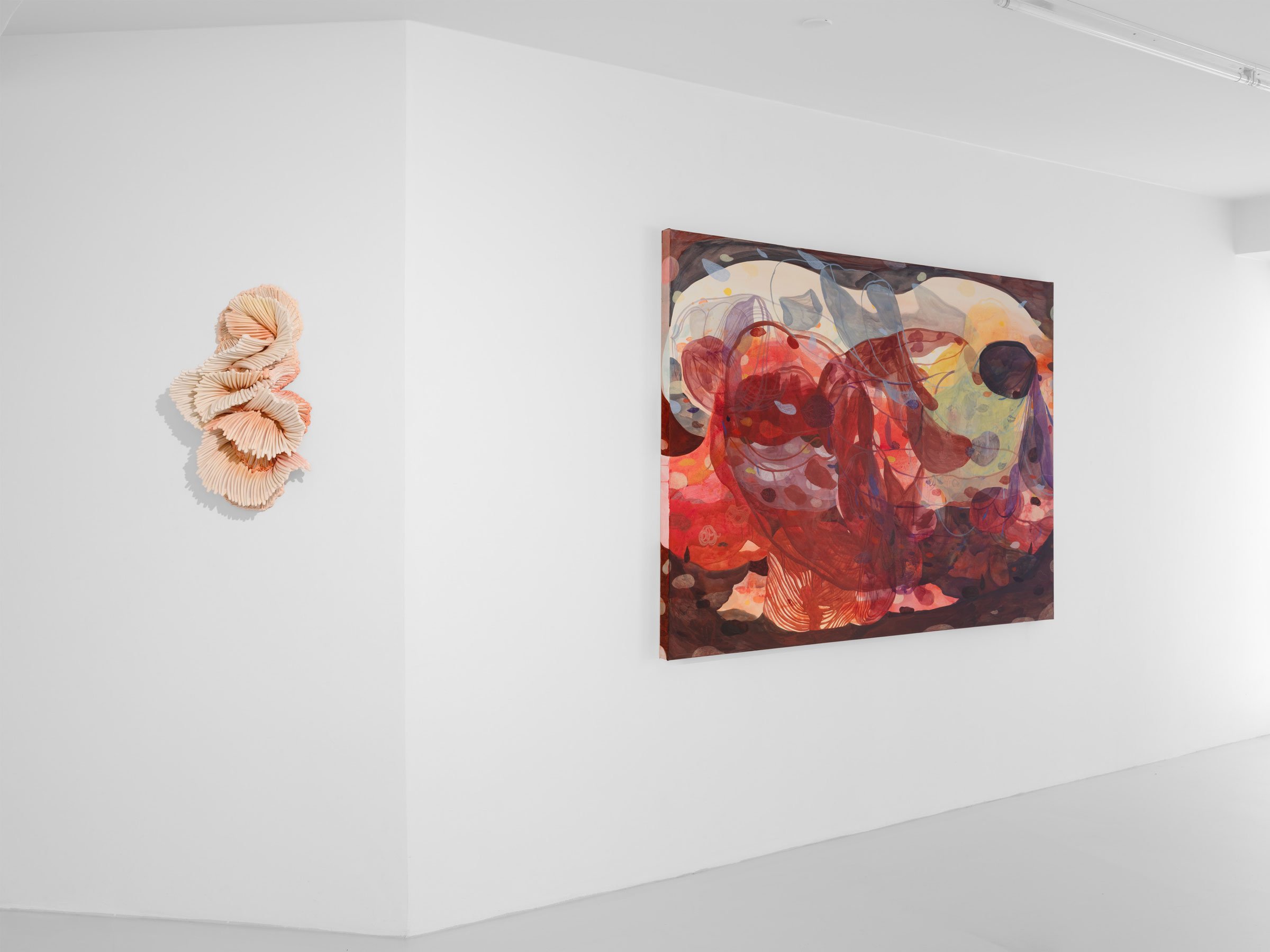 Nanna Riis Andersen og Daniela Bergschneider, Skin, Shape, Shelter, installationsview, Formation Gallery, 2026. Foto: Formation Gallery.