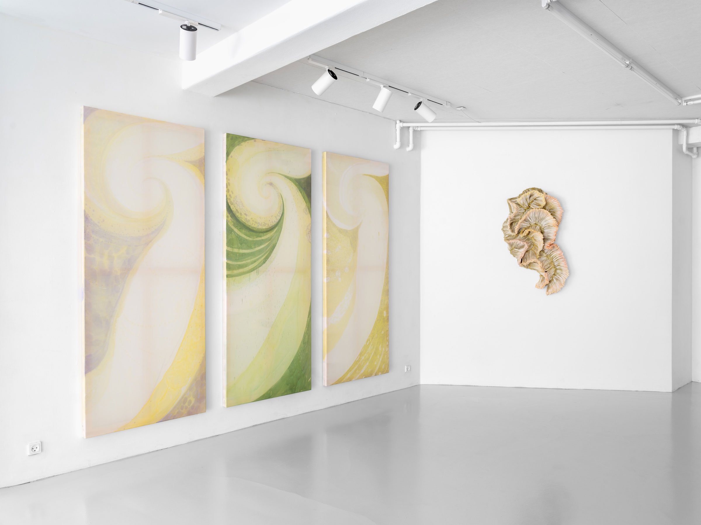 Nanna Riis Andersen og Daniela Bergschneider, Skin, Shape, Shelter, installationsview, Formation Gallery, 2026. Foto: Formation Gallery.