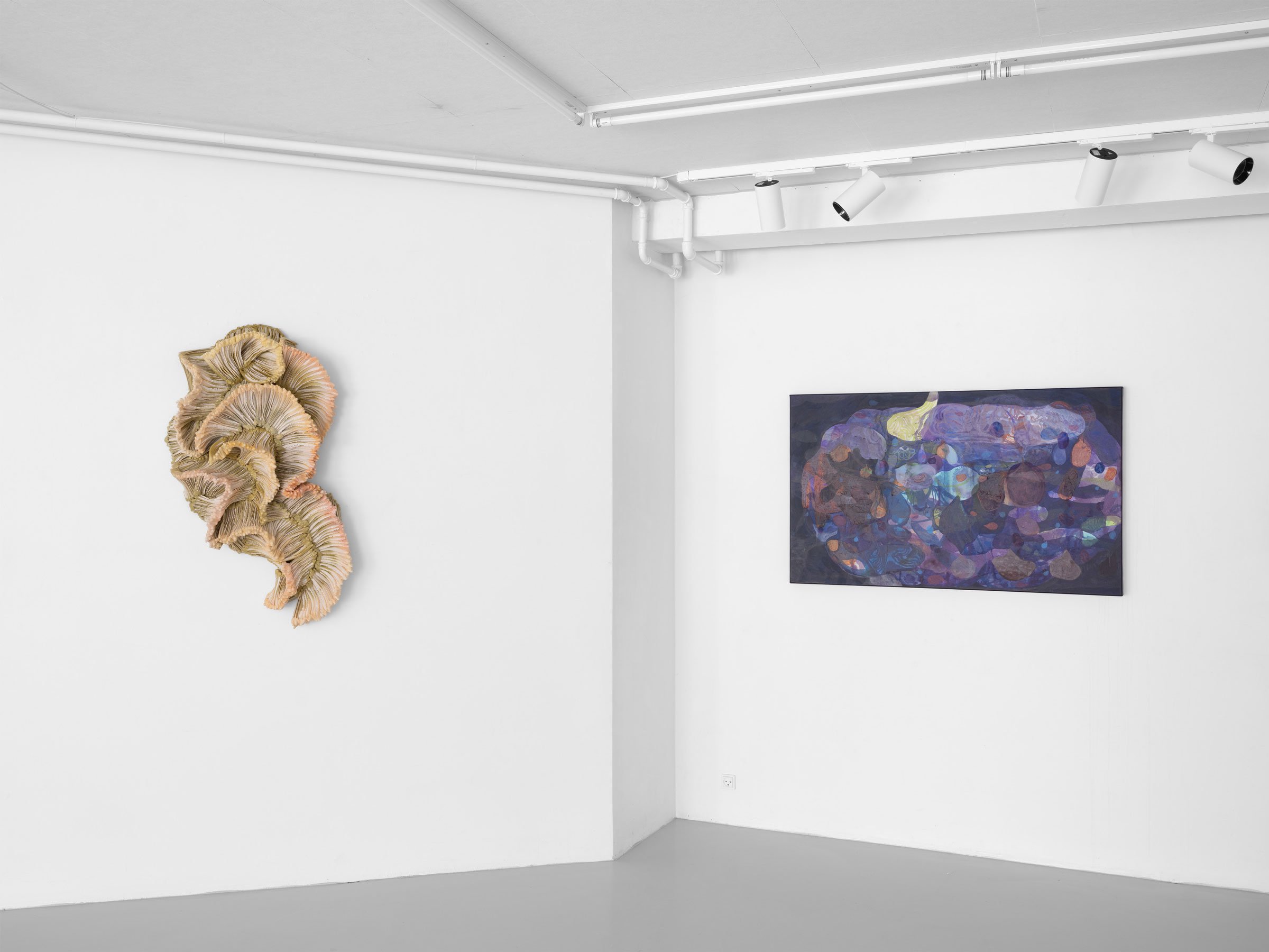 Nanna Riis Andersen og Daniela Bergschneider, Skin, Shape, Shelter, installationsview, Formation Gallery, 2026. Foto: Formation Gallery.