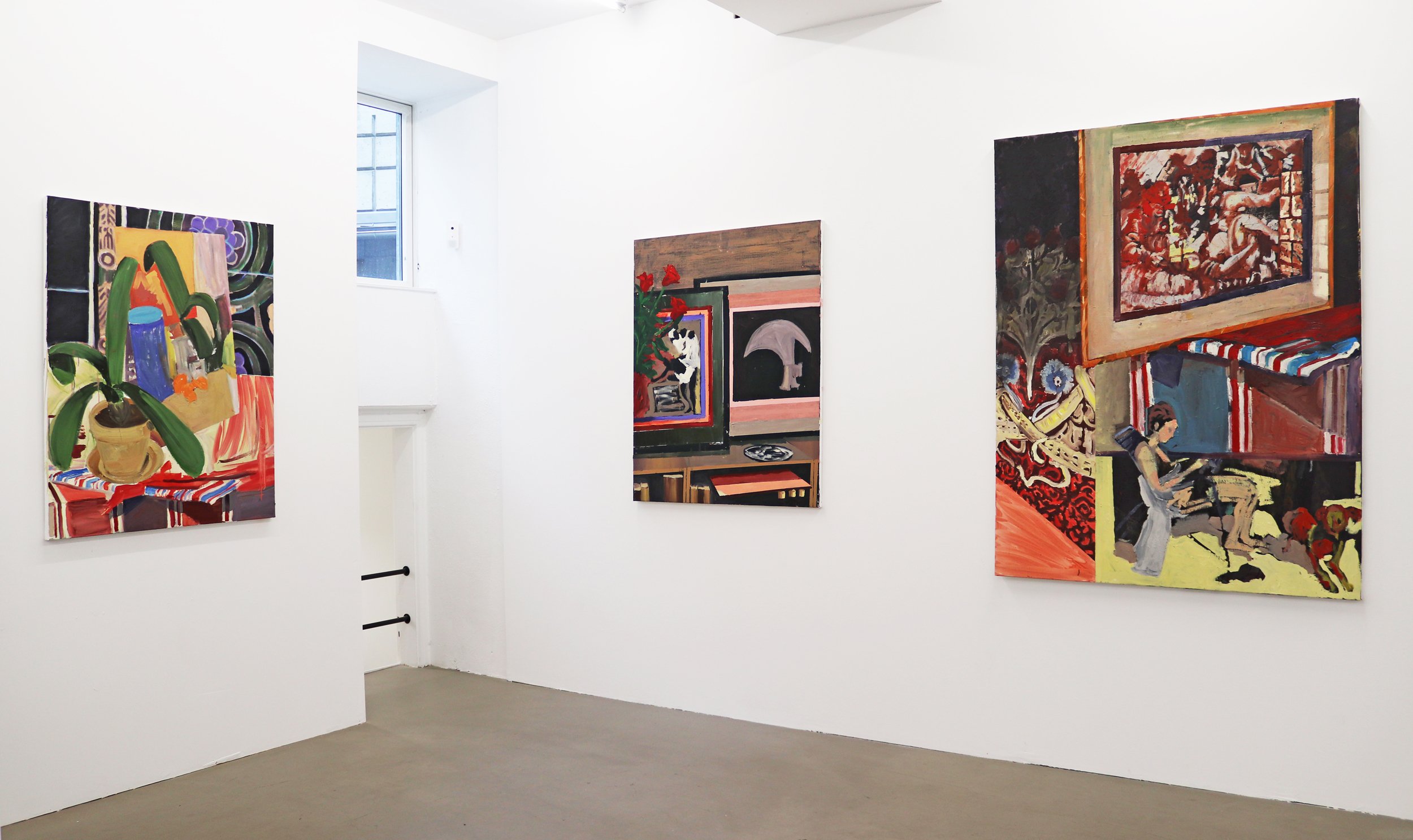 Erik A. Frandsen, Nye malerier installationsview, 2026. Foto: Charlotte Fogh Gallery.