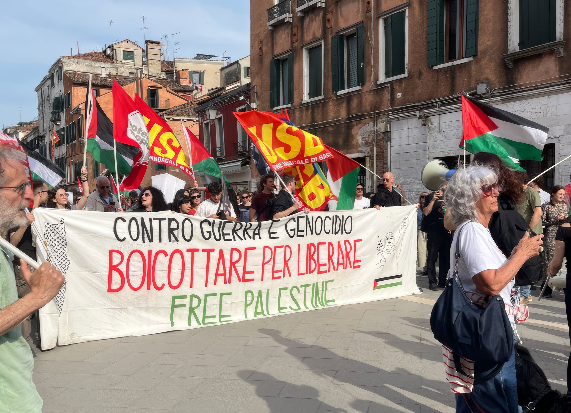 Pro-Palæstina-demonstration. Venedig Biennalen 2026. Foto: Augusta Atla