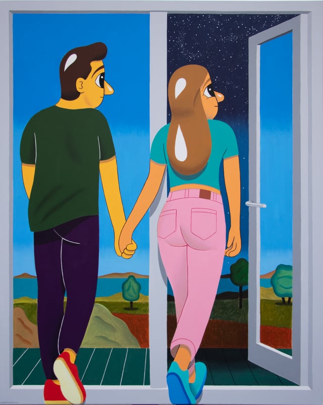 HuskMitNavn, An Open Door, 2025, Acryl, 150 x 120 cm. Foto: Gallery Charlotte Fogh