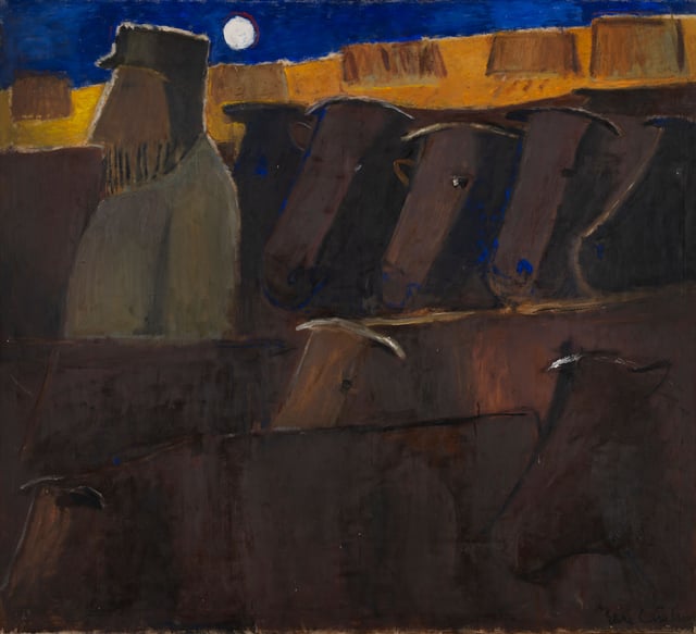 Ebba Carstensen: <i&gt;Aften røgteren med sine køer</i&gt;, 1959. Esbjerg Kunstmuseum.