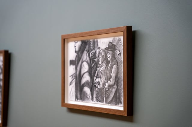 Mødelokalet <i>Børsbroen</i> med værker af Peter Voss-Knude <i>Børsen brænder</i>. Foto: Dansk Erhverv.