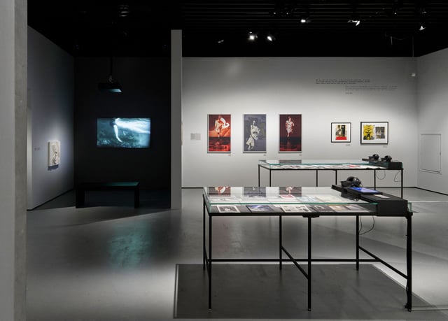 Installationsfoto fra udstillingen <i>Jytte Rex – Drømmen og den rasende latter</i> i Den Sorte Diamant – Det Kgl. Bibliotek. Foto: Anders Sune Berg.