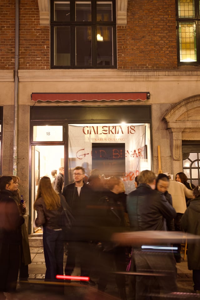 Fra udstillingsåbningen af Haidar Ansari og T.Ankers  <i>GUD BEVARE DE GRIMME BØRN</i>. Foto: Josephine Celine.