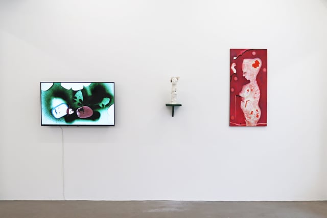 View fra udstillingen <i>Kathrine Ærtebjerg: Øjet ser – Blomsten er død</i>. Foto: Charlotte Fogh Gallery.