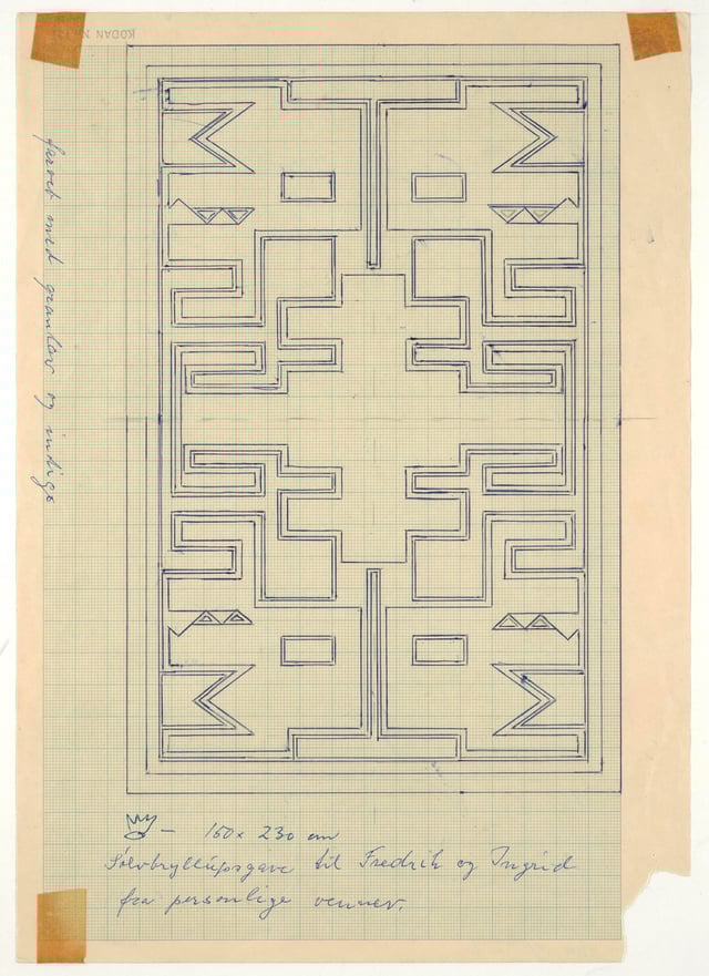 Anna Thommesen: Forarbejder til <i>Blåt</i>, sølvbryllupsgave til kong Frederik og dronning Ingrid fra private venner, 1960. Foto: Holstebro Kunstmuseum.