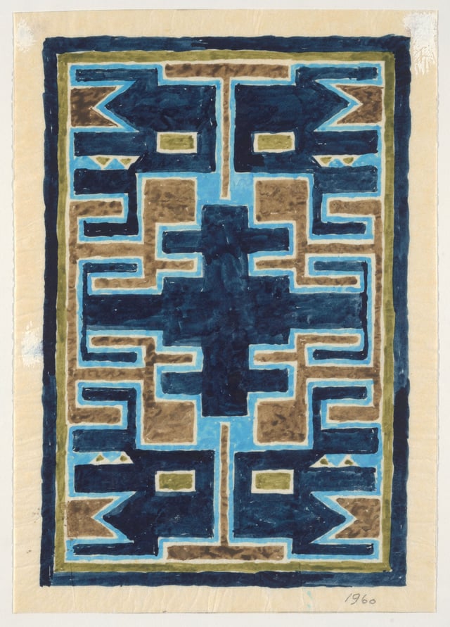 Anna Thommesen: Forarbejder til <i>Blåt</i>, sølvbryllupsgave til kong Frederik og dronning Ingrid fra private venner, 1960. Foto: Holstebro Kunstmuseum.