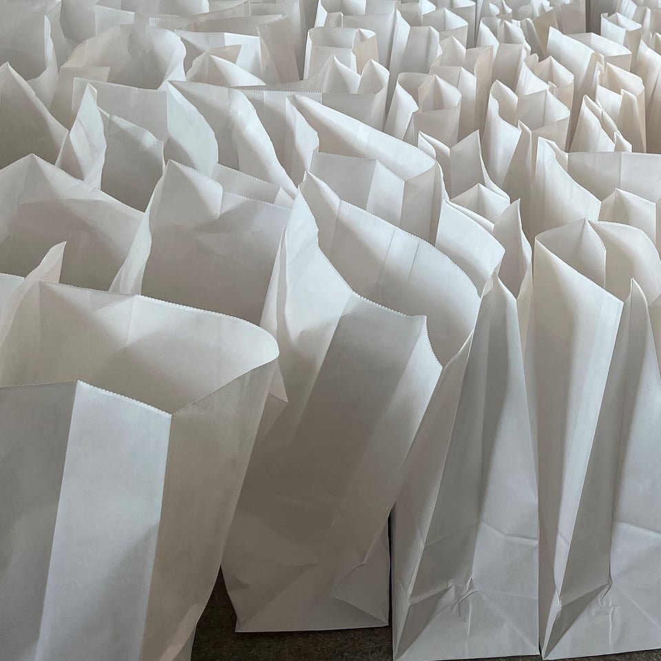 Vibeke Nørgaard Rønsbo & Mette Braüner, <i>bag to bag</i>. Foto: KH7artspace