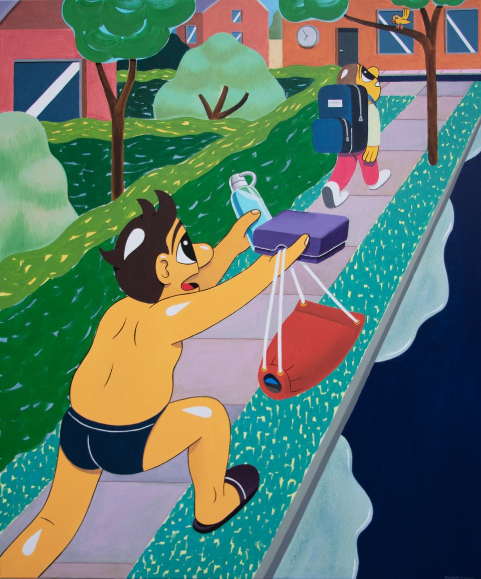 HuskMitNavn, <i>Wait!!</i>, Acryl,, 120 x 110 cm, 2025. Foto: Charlotte Fogh Gallery.