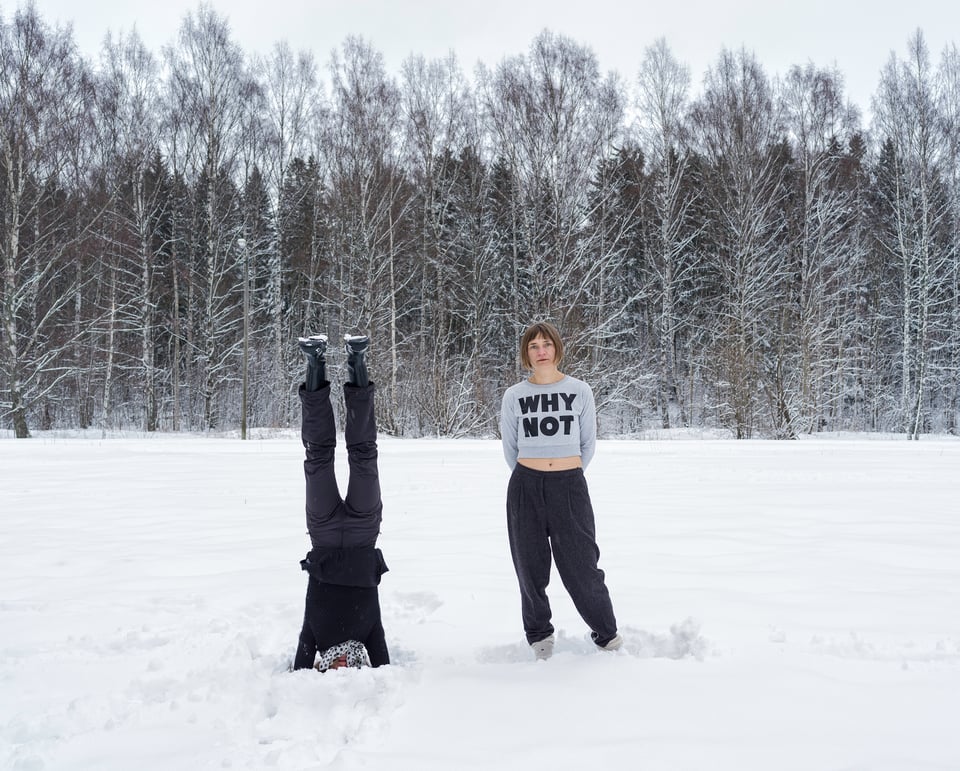 Elina Brotherus: <i>Why not?</i>, 2018. After Arthur Köpcke, People ask: Why? I answer: Why not? From Reading-Work-Piece No 56, 1966). © Elina Brotherus og Martin Asbæk Gallery.