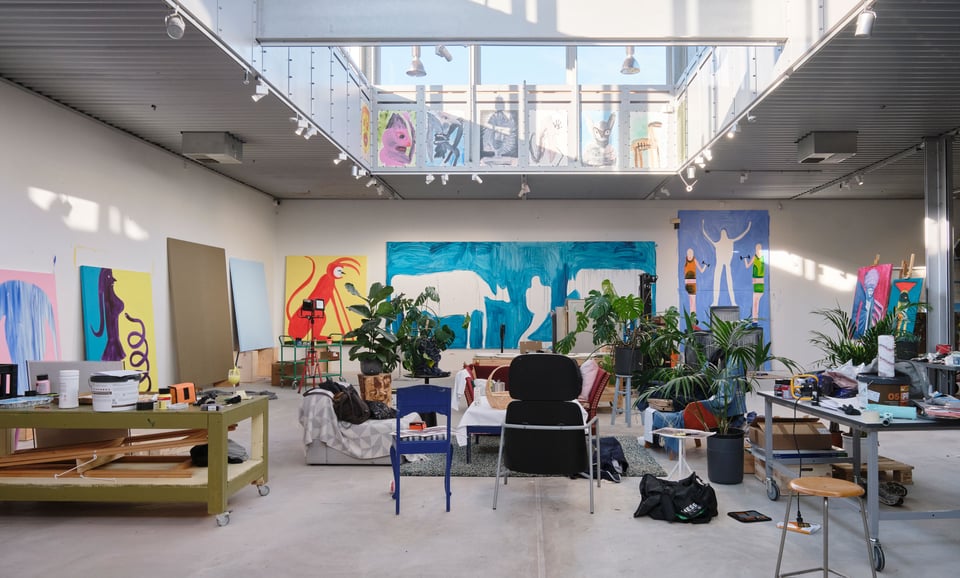 Frederik Næblerøds atelier på ARKEN. Foto: Anders Sune Berg